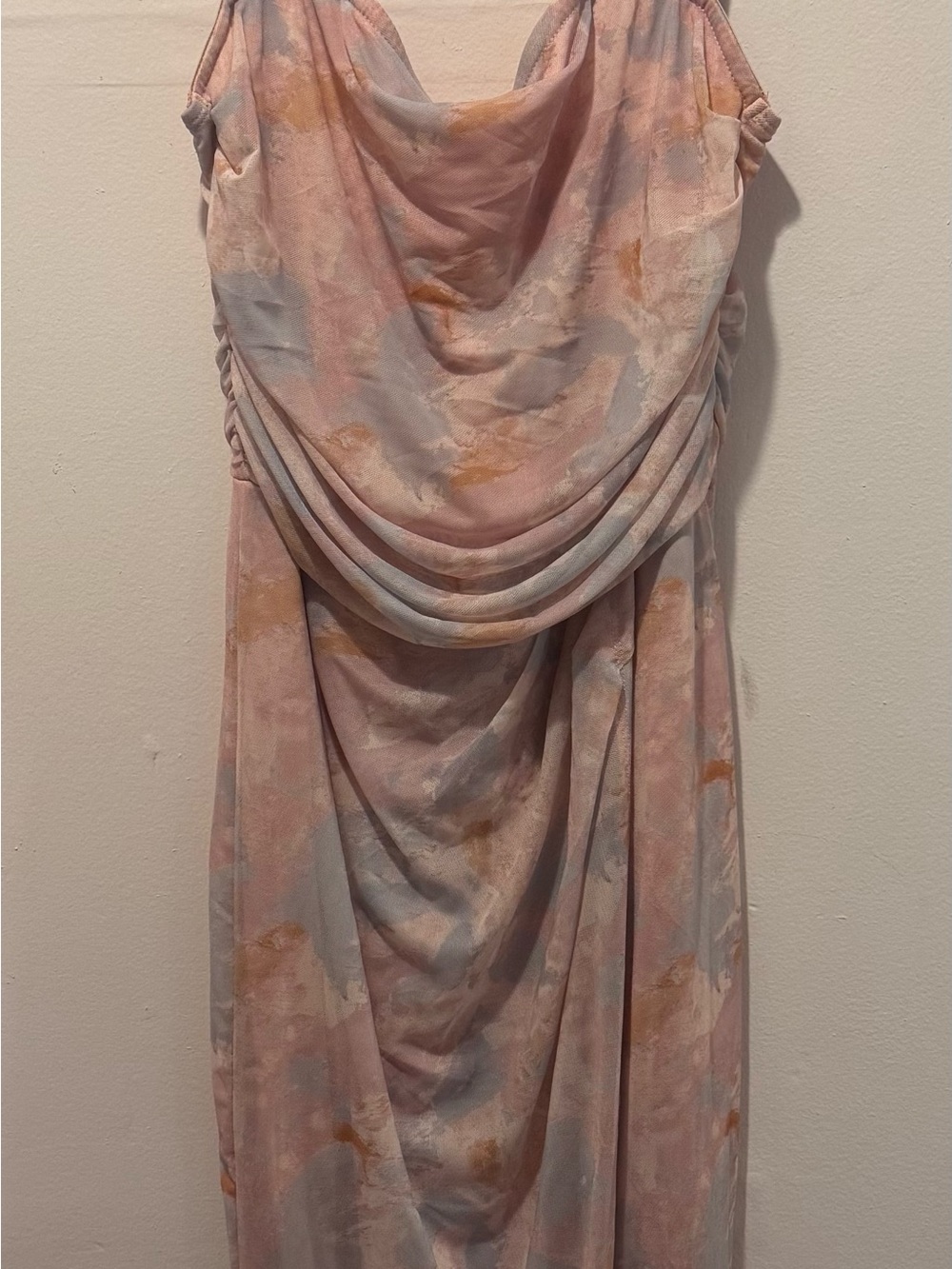 SHEIN Pastel Pink Multi-Color Draped Maxi Dress